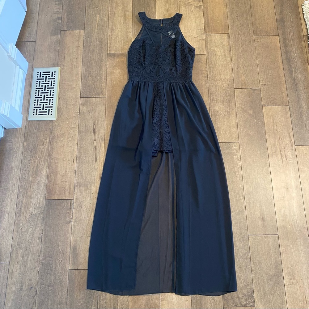 Black high low romper